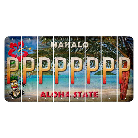 Hawaii Beach Scene Cut License Plate Strips (Set of 8) P