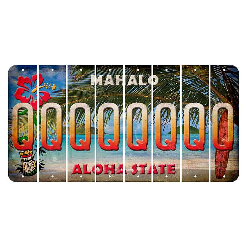 Hawaii Beach Scene Cut License Plate Strips (Set of 8) Q
