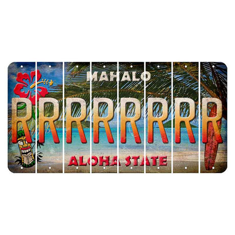 Hawaii Beach Scene Cut License Plate Strips (Set of 8) R