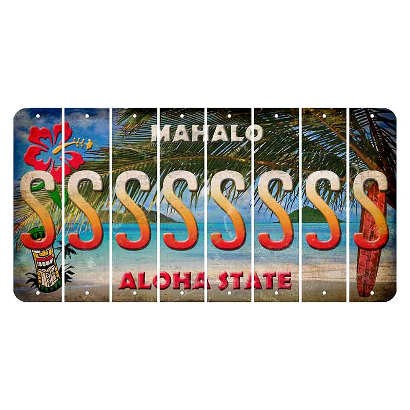 Hawaii Beach Scene Cut License Plate Strips (Set of 8) S