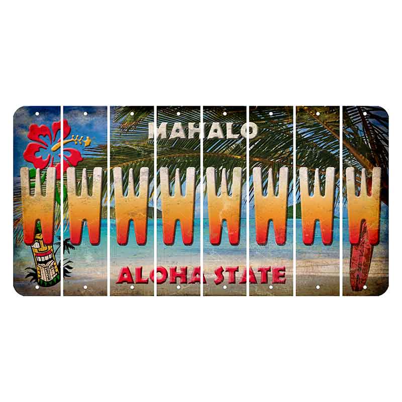 Hawaii Beach Scene Cut License Plate Strips (Set of 8) W