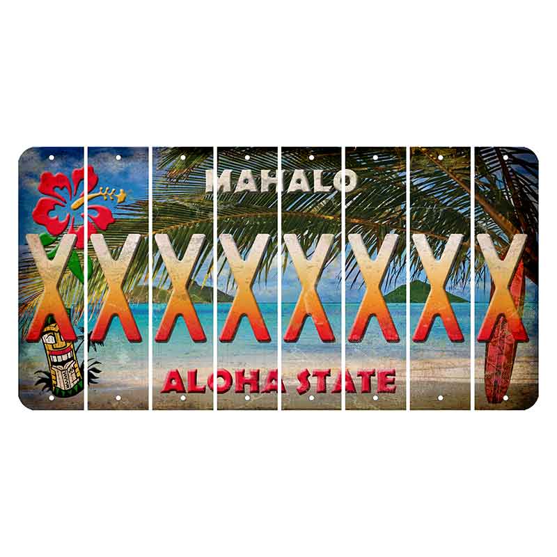 Hawaii Beach Scene Cut License Plate Strips (Set of 8) X