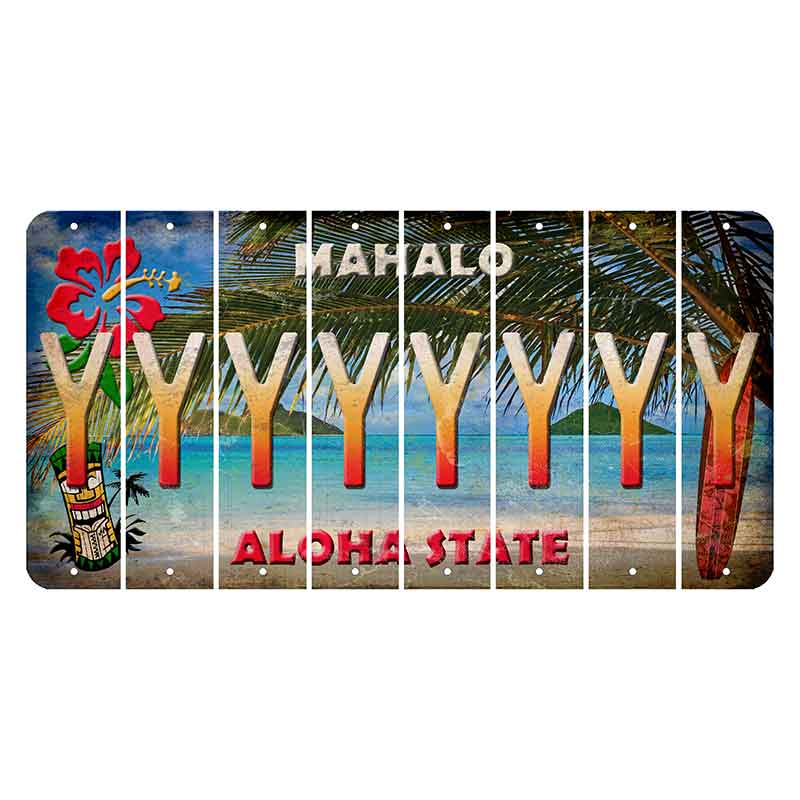 Hawaii Beach Scene Cut License Plate Strips (Set of 8) Y