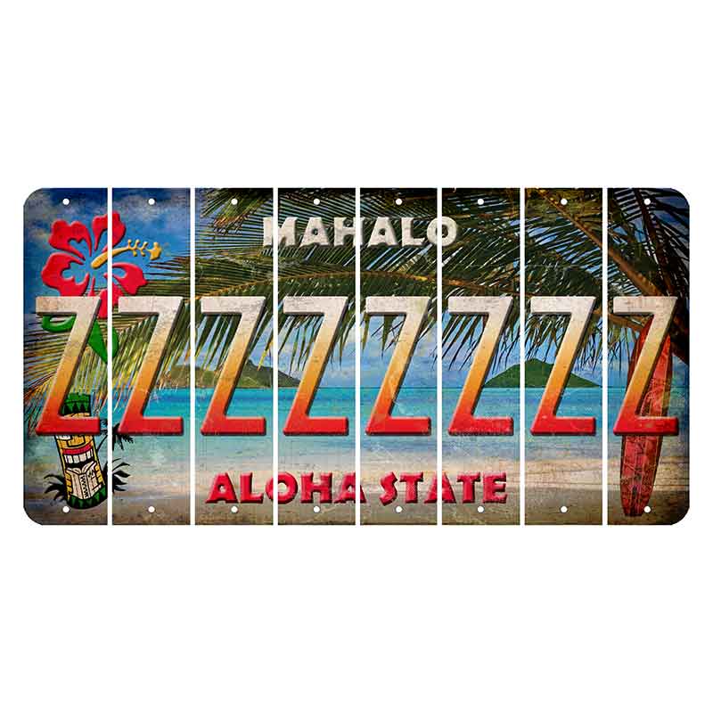 Hawaii Beach Scene Cut License Plate Strips (Set of 8) Z