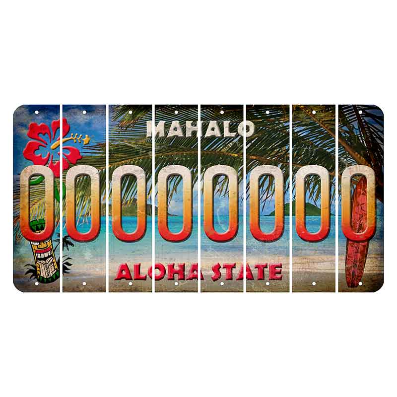Hawaii Beach Scene Cut License Plate Strips (Set of 8) 0