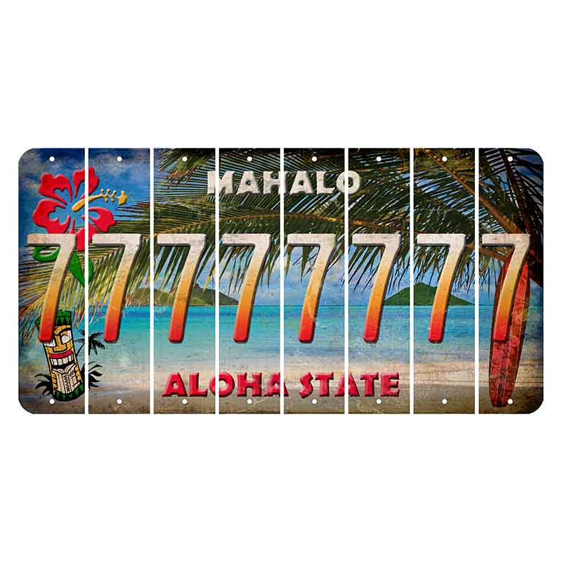Hawaii Beach Scene Cut License Plate Strips (Set of 8) 7