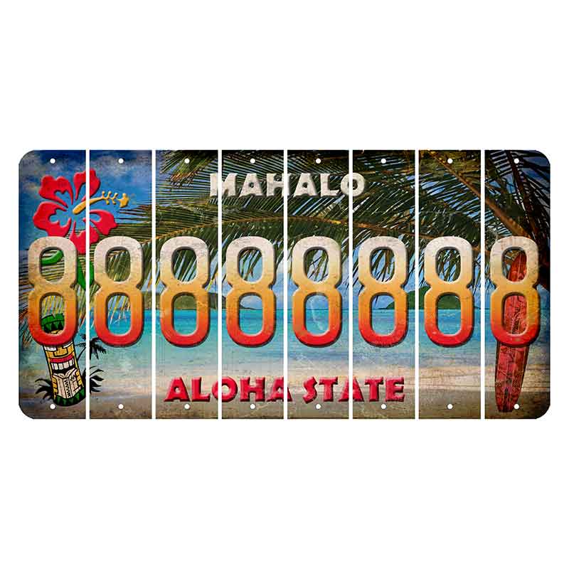 Hawaii Beach Scene Cut License Plate Strips (Set of 8) 8