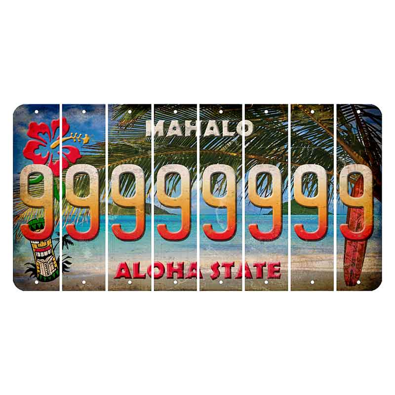 Hawaii Beach Scene Cut License Plate Strips (Set of 8) 9