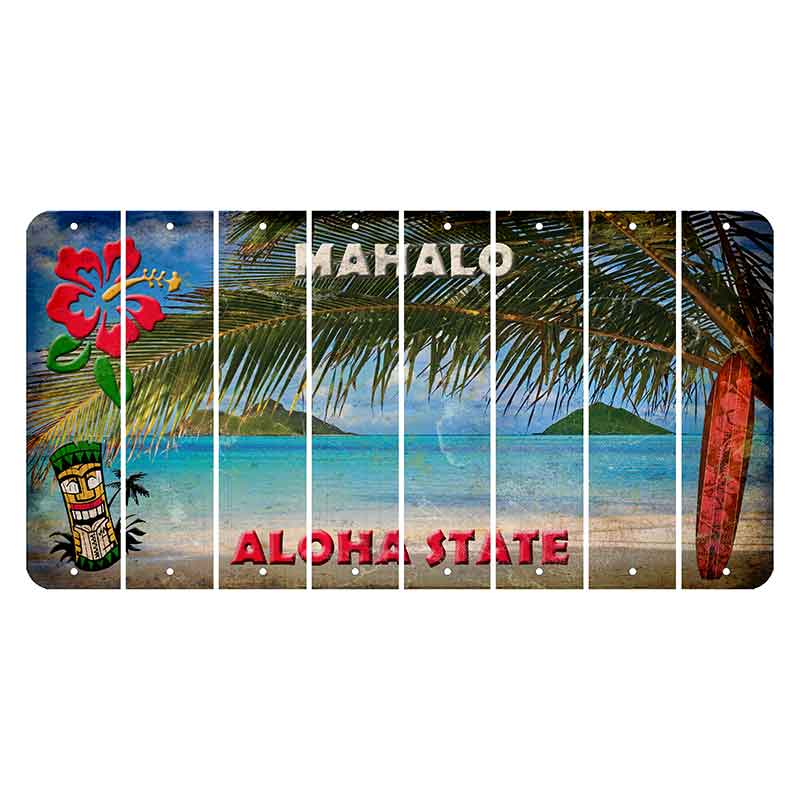 Hawaii Beach Scene Cut License Plate Strips (Set of 8) Blank