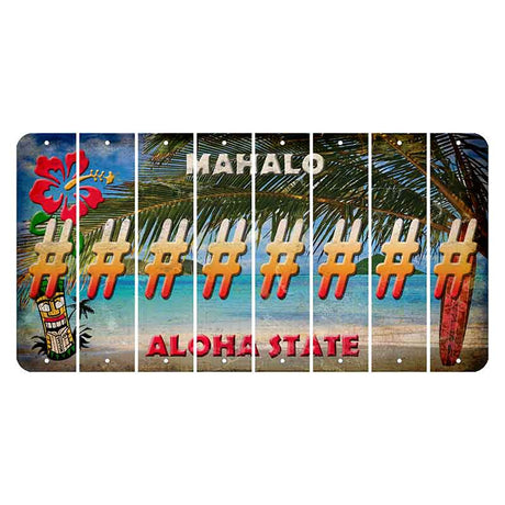 Hawaii Beach Scene Cut License Plate Strips (Set of 8) Hashtag