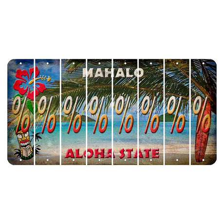 Hawaii Beach Scene Cut License Plate Strips (Set of 8) Percent Sign