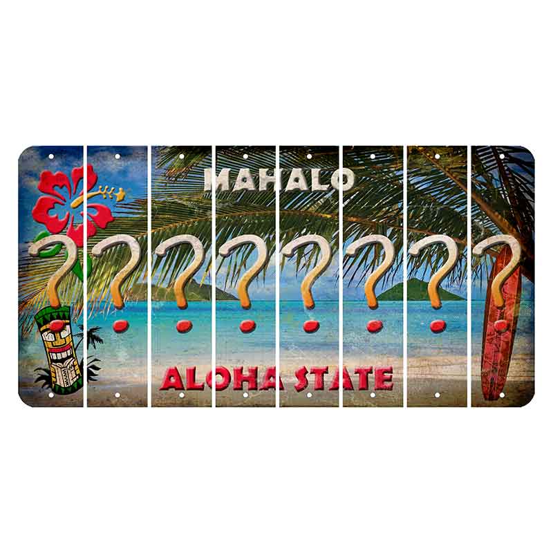 Hawaii Beach Scene Cut License Plate Strips (Set of 8) Question Mark