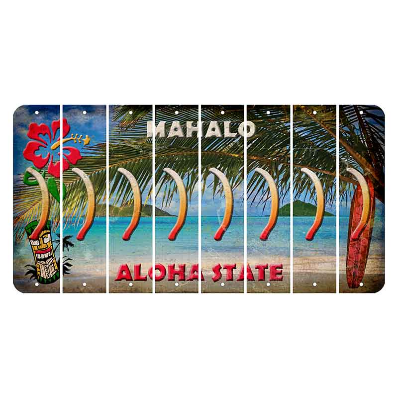 Hawaii Beach Scene Cut License Plate Strips (Set of 8) Parenthesis - Right