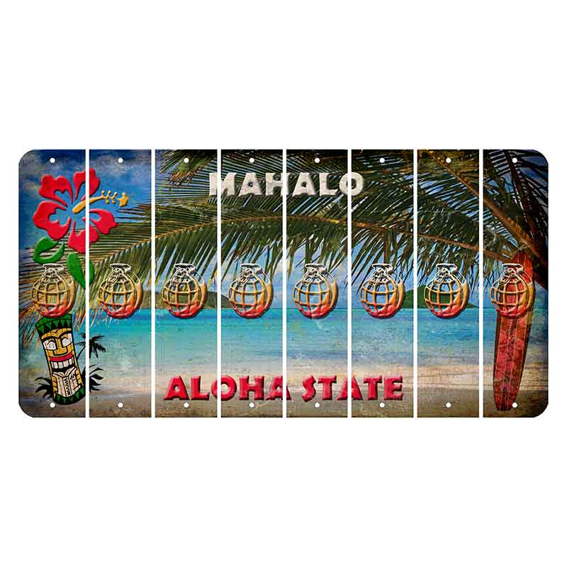 Hawaii Beach Scene Cut License Plate Strips (Set of 8) Grenade