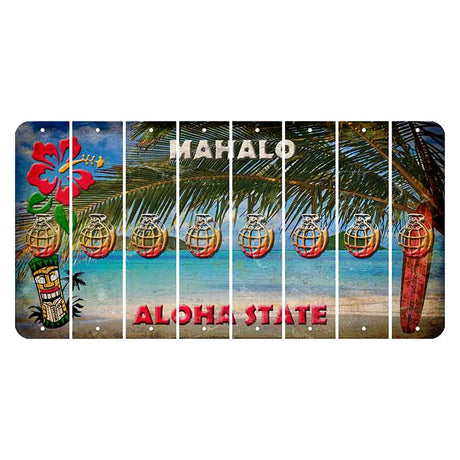 Hawaii Beach Scene Cut License Plate Strips (Set of 8) Grenade