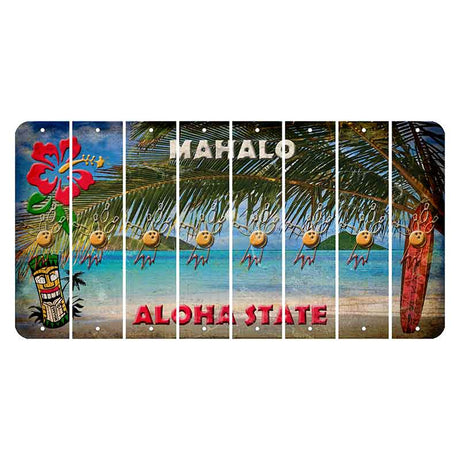 Hawaii Beach Scene Cut License Plate Strips (Set of 8) Bowling
