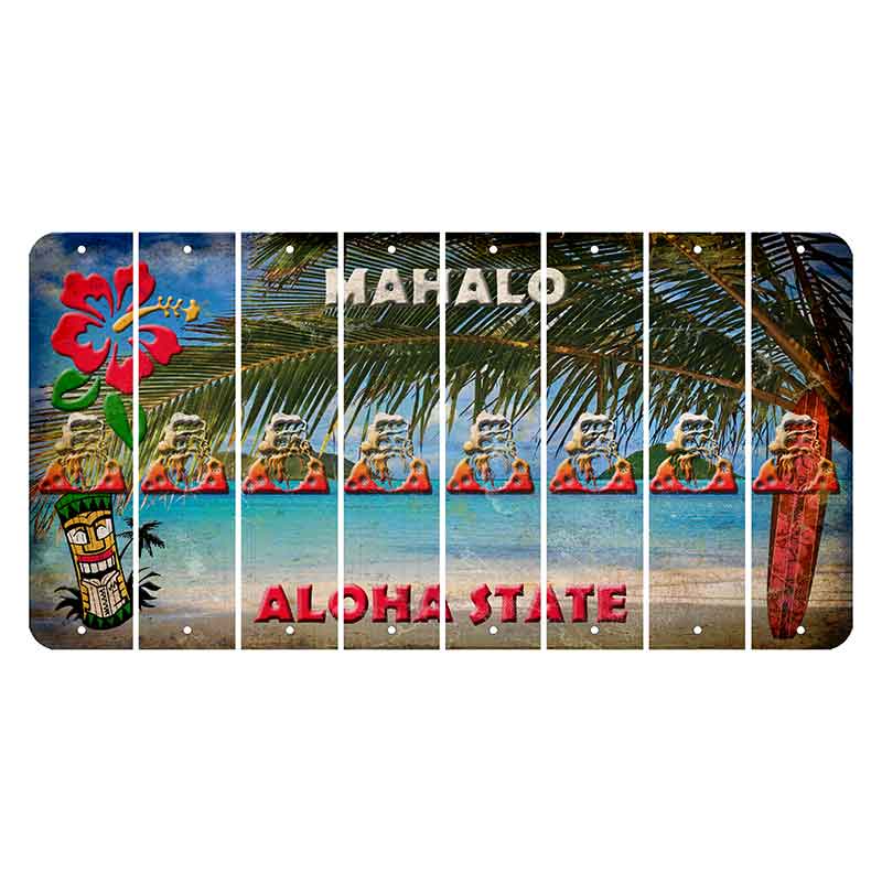 Hawaii Beach Scene Cut License Plate Strips (Set of 8) Santa Claus