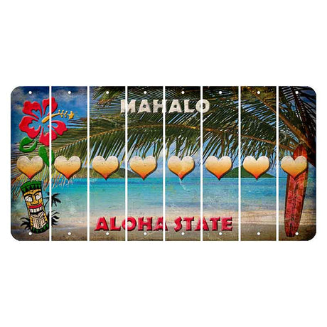 Hawaii Beach Scene Cut License Plate Strips (Set of 8) Heart
