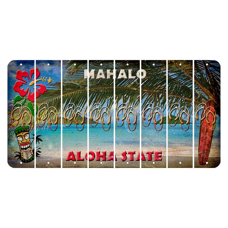Hawaii Beach Scene Cut License Plate Strips (Set of 8) Flip Flops