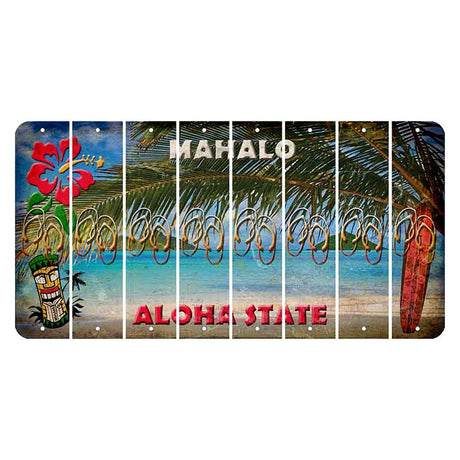 Hawaii Beach Scene Cut License Plate Strips (Set of 8) Flip Flops