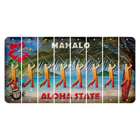 Hawaii Beach Scene Cut License Plate Strips (Set of 8) Male Golfer