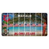 Hawaii Beach Scene Cut License Plate Strips (Set of 8) American Flag