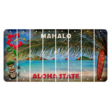 Hawaii Beach Scene Cut License Plate Strips (Set of 8) State Silhouette