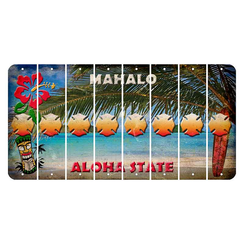 Hawaii Beach Scene Cut License Plate Strips (Set of 8) Fire Badge
