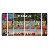 Hawaii Beach Scene Cut License Plate Strips (Set of 8) Tiki