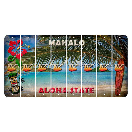 Hawaii Beach Scene Cut License Plate Strips (Set of 8) Sloth