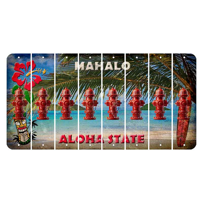 Hawaii Beach Scene Cut License Plate Strips (Set of 8) Fire Hydrant