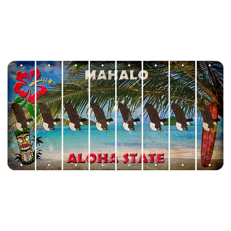 Hawaii Beach Scene Cut License Plate Strips (Set of 8) Bald Eagle