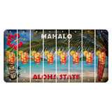 Hawaii Beach Scene Cut License Plate Strips (Set of 8) Cocktail