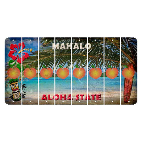 Hawaii Beach Scene Cut License Plate Strips (Set of 8) Peach