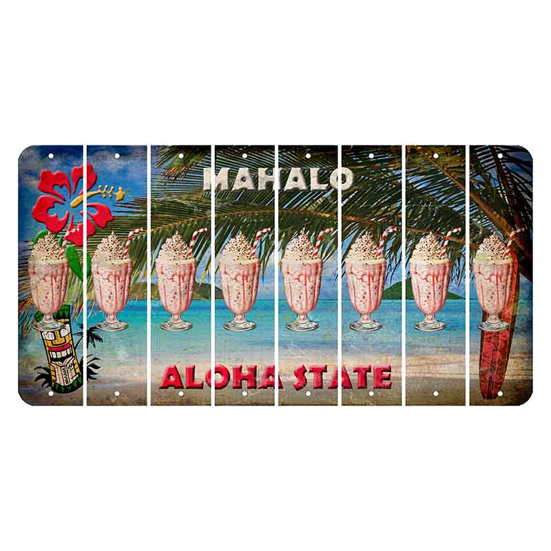 Hawaii Beach Scene Cut License Plate Strips (Set of 8) Milkshake