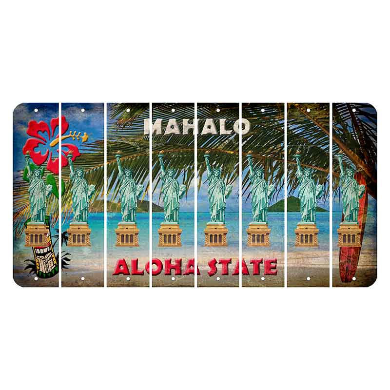 Hawaii Beach Scene Cut License Plate Strips (Set of 8) Statue of Liberty