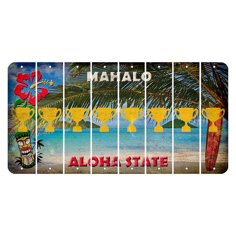 Hawaii Beach Scene Cut License Plate Strips (Set of 8) Trophy