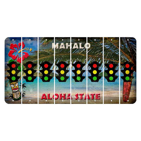 Hawaii Beach Scene Cut License Plate Strips (Set of 8) Traffic Light