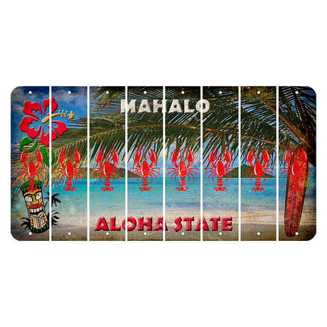 Hawaii Beach Scene Cut License Plate Strips (Set of 8) Lobster