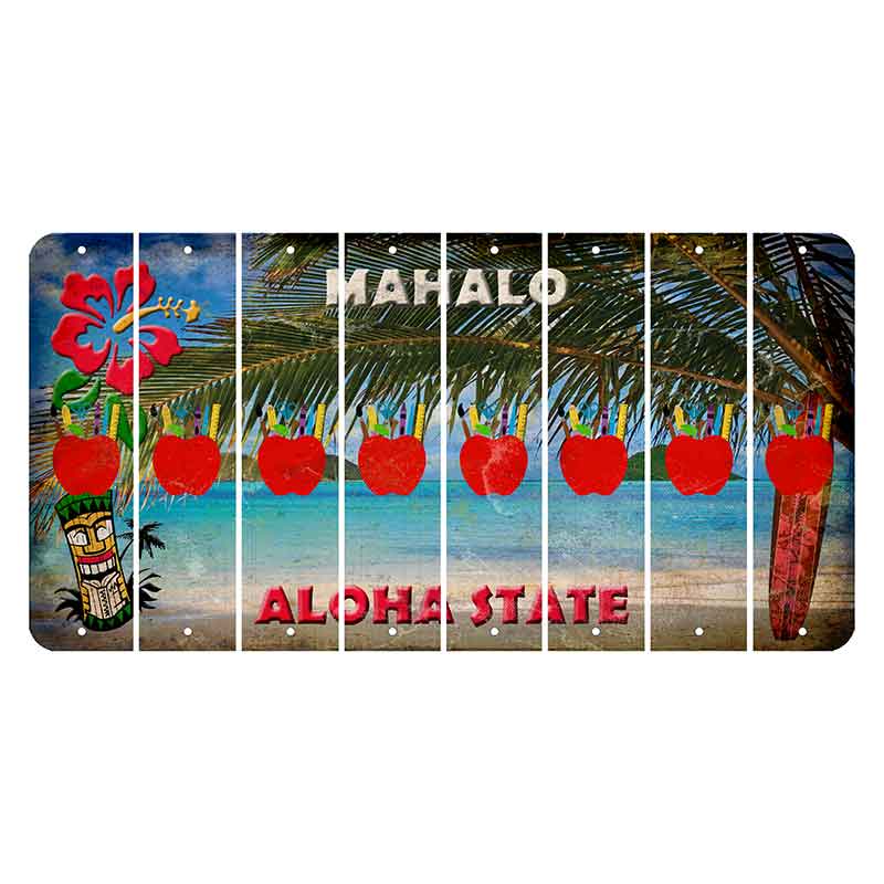 Hawaii Beach Scene Cut License Plate Strips (Set of 8) Teacher Apple