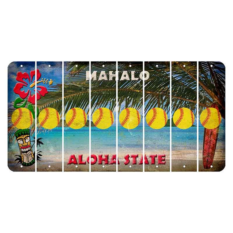 Hawaii Beach Scene Cut License Plate Strips (Set of 8) Softball
