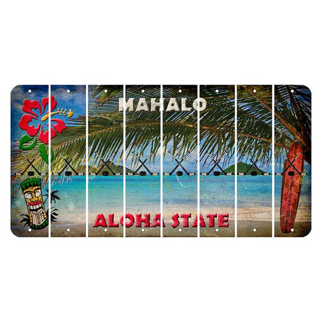 Hawaii Beach Scene Cut License Plate Strips (Set of 8) Hockey
