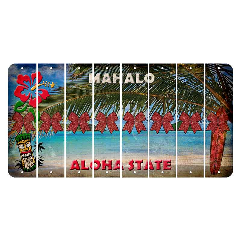 Hawaii Beach Scene Cut License Plate Strips (Set of 8) Cheer Bow