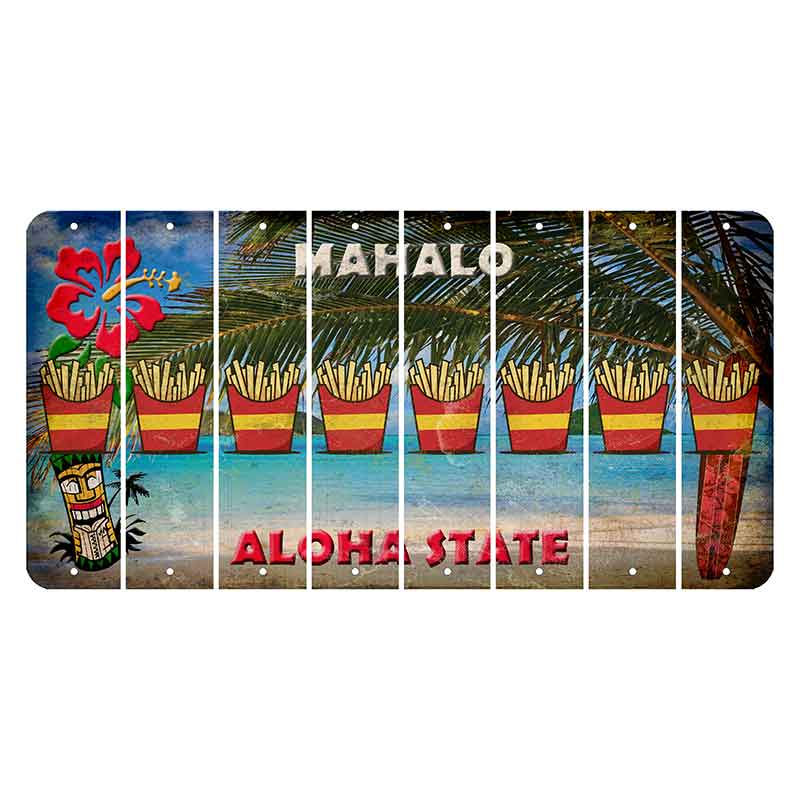 Hawaii Beach Scene Cut License Plate Strips (Set of 8) French Fries