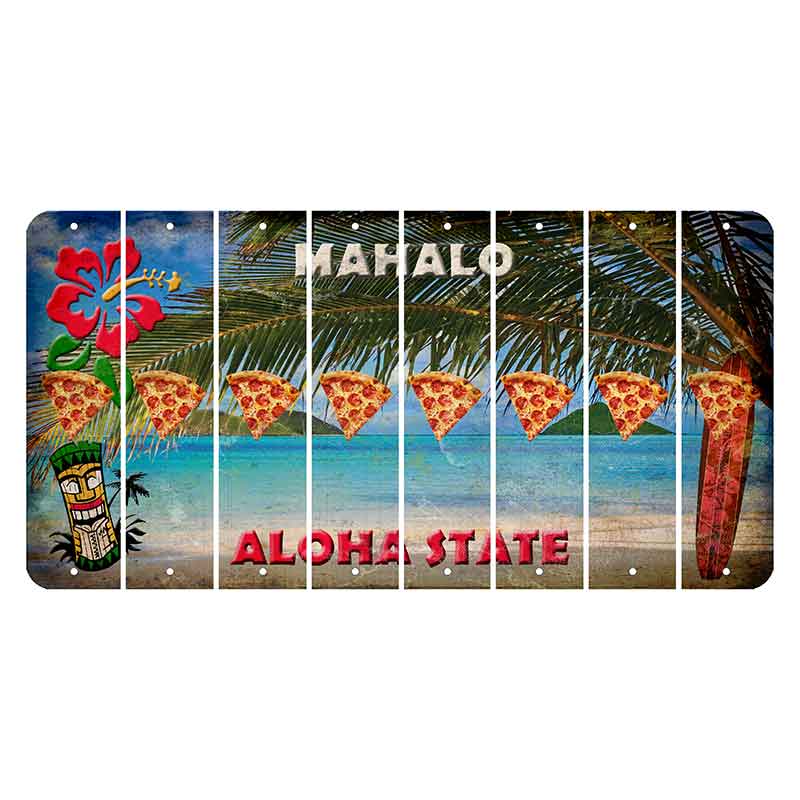 Hawaii Beach Scene Cut License Plate Strips (Set of 8) Pizza