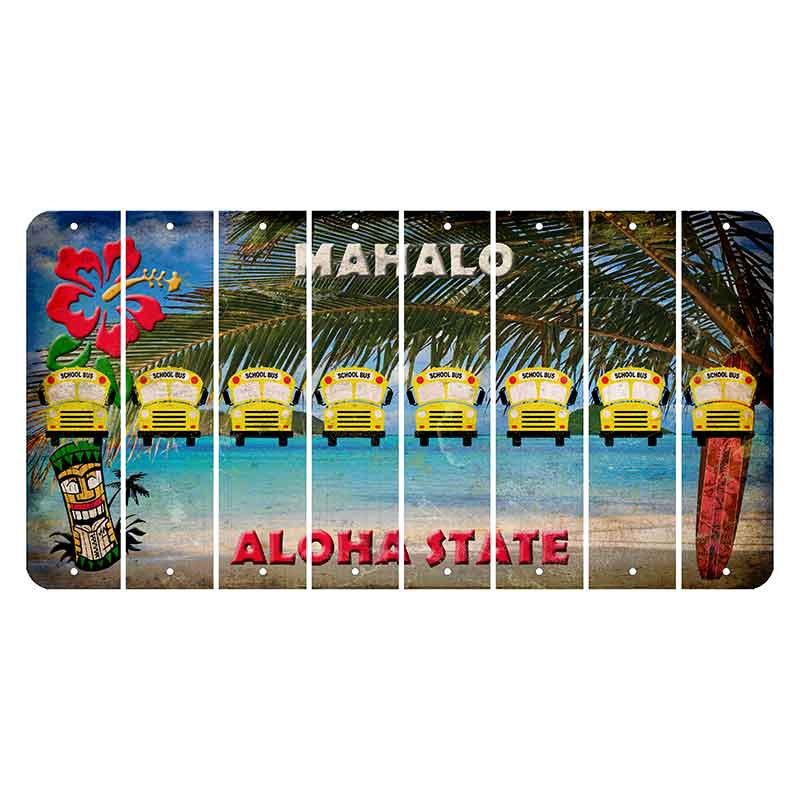Hawaii Beach Scene Cut License Plate Strips (Set of 8) School Bus