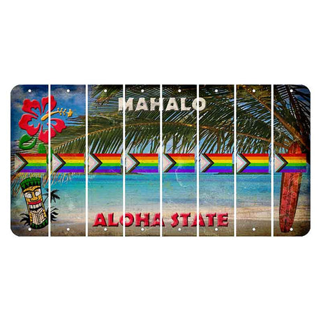 Hawaii Beach Scene Cut License Plate Strips (Set of 8) LGBTQ Flag