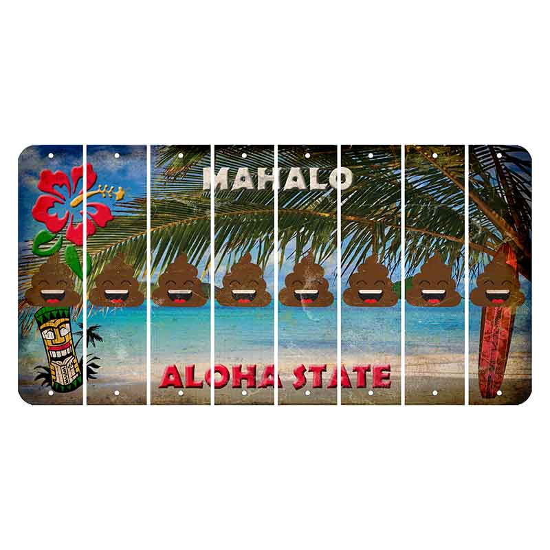 Hawaii Beach Scene Cut License Plate Strips (Set of 8) Emoji - Poop