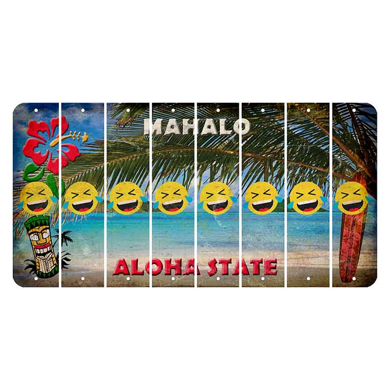 Hawaii Beach Scene Cut License Plate Strips (Set of 8) Emoji - Laughing