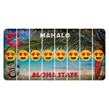 Hawaii Beach Scene Cut License Plate Strips (Set of 8) Emoji - Heart Eyes